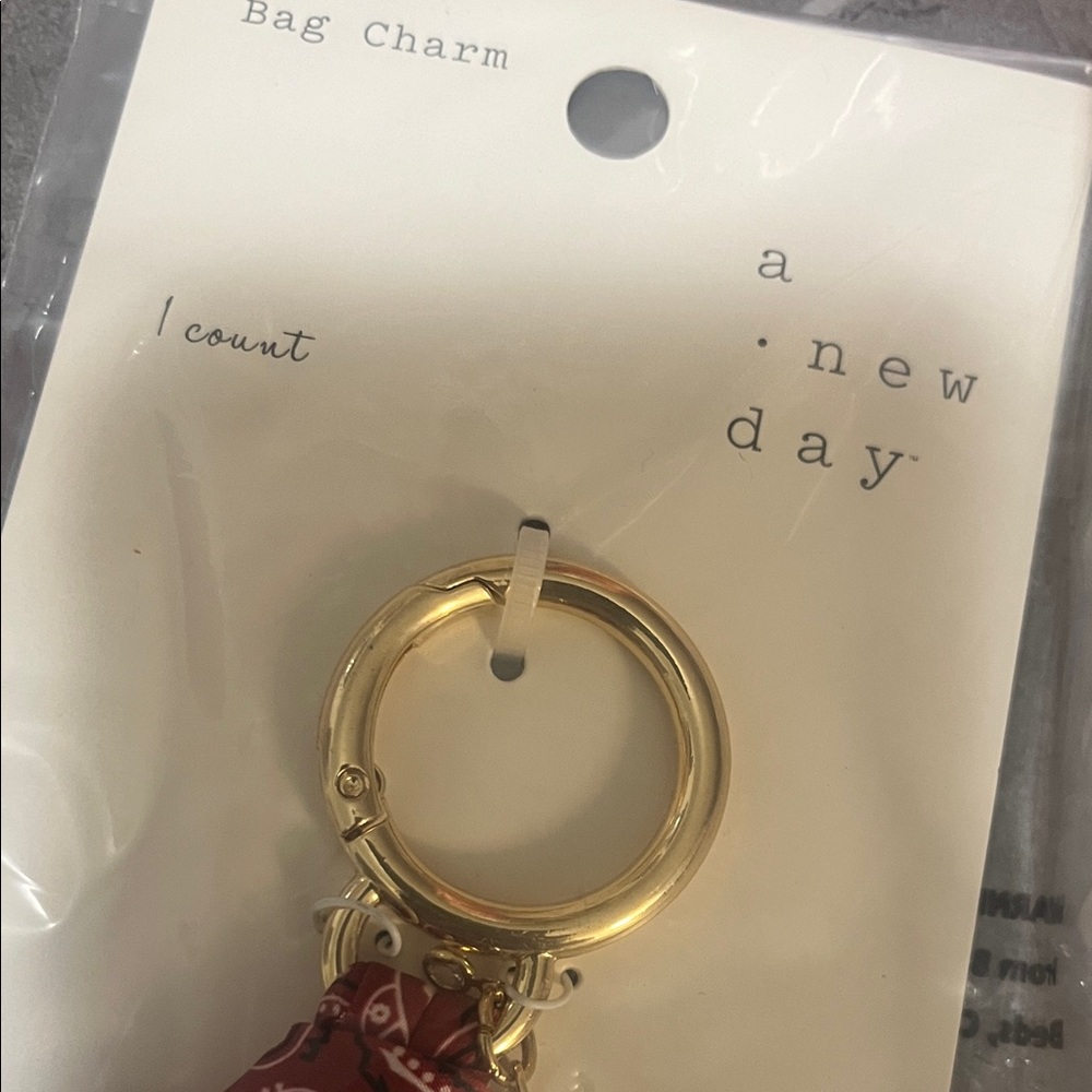 a new day Red Paisley Scarf Keychain / bag charm with Pearl Bead Accent - Picture 2 of 4